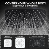 ComfortCraze: Wide Rain Shower Head with 6 Modes Handheld Water Spray,High Pressure Showerhead Combo with Arm for Bathroom Accessories,Home Decor Adjustable Dual Shower with Anti-Clog Nozzles,Silver Chrome